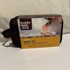 Every Man Jack Sandalwood Travel Set Body Beard Wash Shampoo Dopp Bag NEW